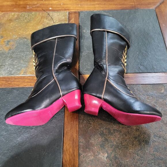Disney Anna Costume Boots for Kids Frozen 2 Girls size 7/8 Black Zip Up Boots - Picture 5 of 7